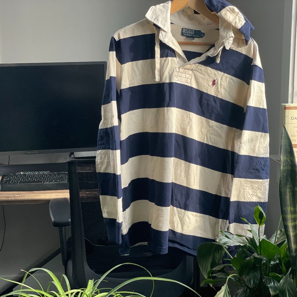 Polo Ralph Lauren Lightweight Rugby Hoodie Navy/Wh